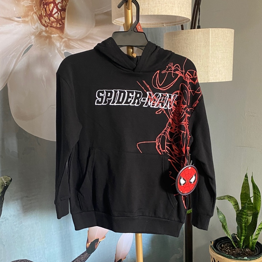 Marvel Spider-Man Black and Red Hoodie size 8 (Kids) NWT